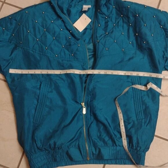 NWT 90s 100% silk Coaco vintage beaded jacket in teal - Picture 4 of 9